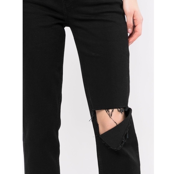 NWT RE/DONE 70s High Rise Rip Knee Raw Hem Ankle Crop Stovepipe Straight Jean 26 - Picture 13 of 13